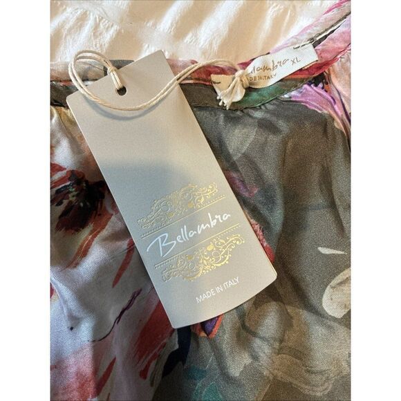 New bellambra silk blend floral dress Green White Pink Knee Length Xl Italy - Picture 3 of 5